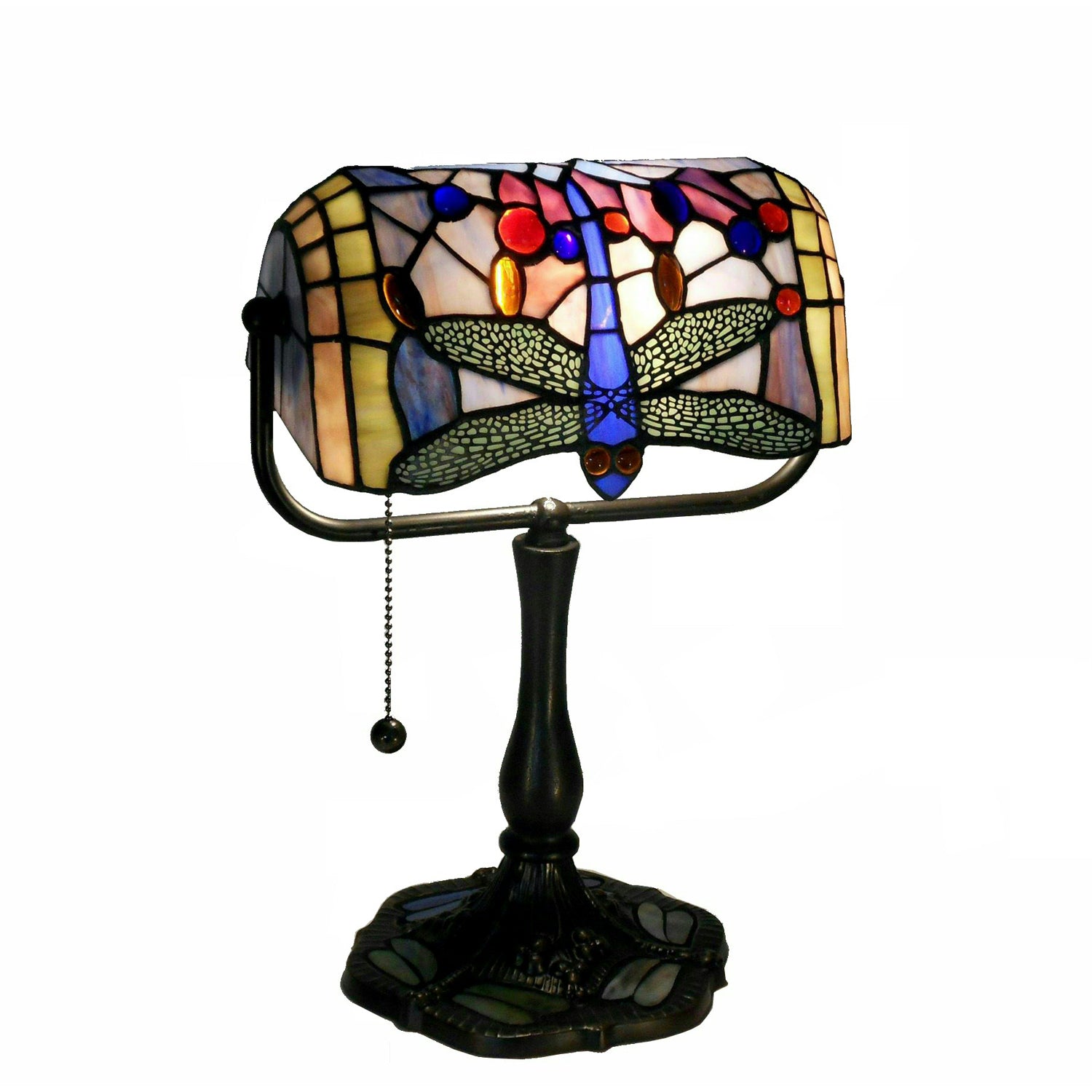 Indoor 1-light Dragonfly Bronze Banker Desk Lamp