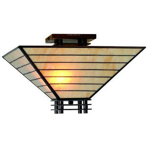 Tiffany-style Mission Semi-flush Ceiling Fixture