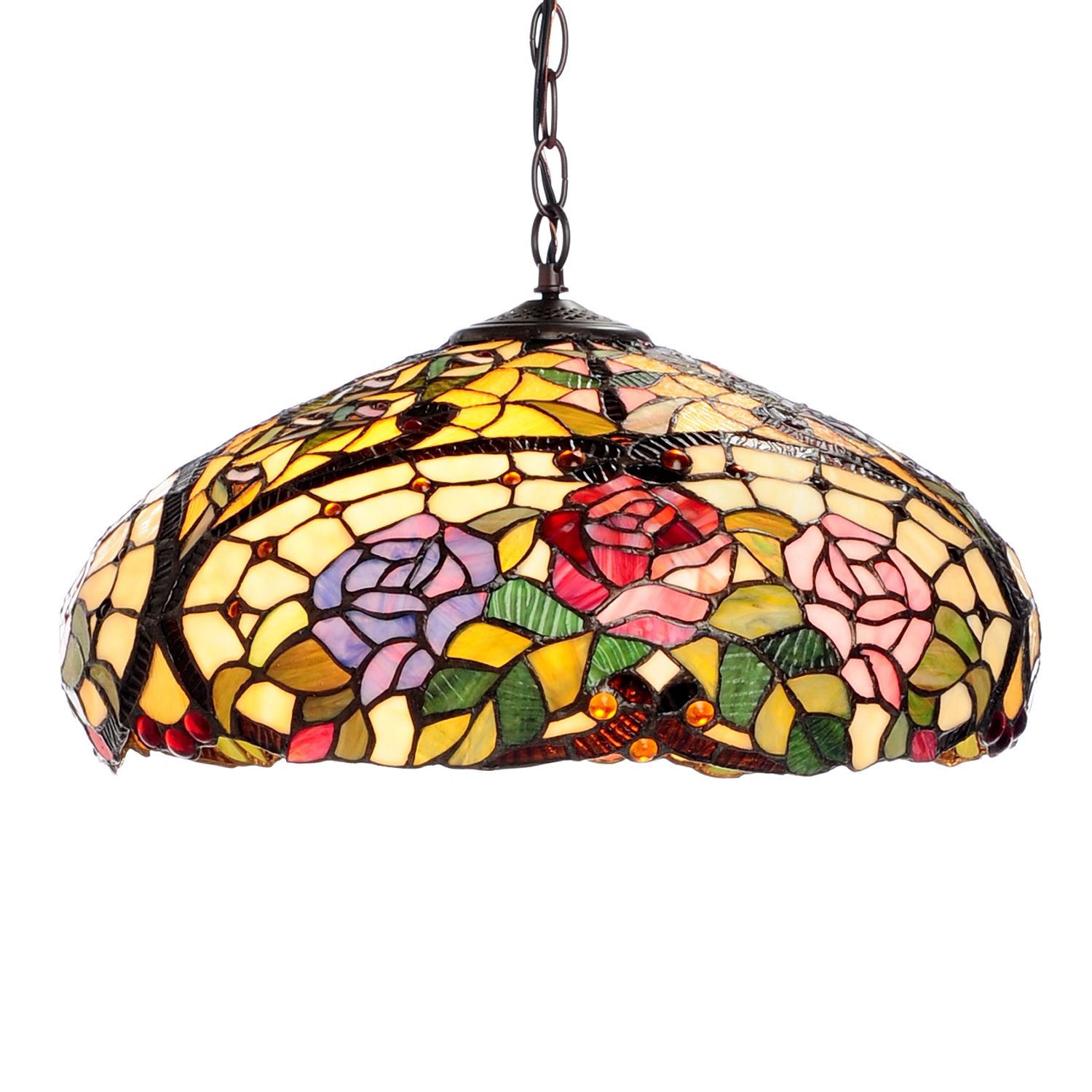 Tiffany-style Rose Floral Hanging Fixture