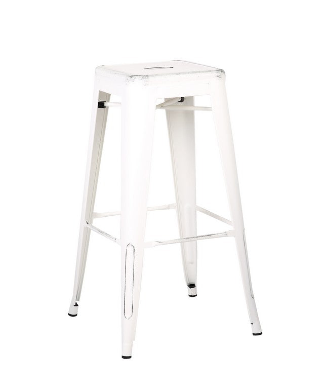 30" Distressed Black Backless Metal Barstool With a Set of 2