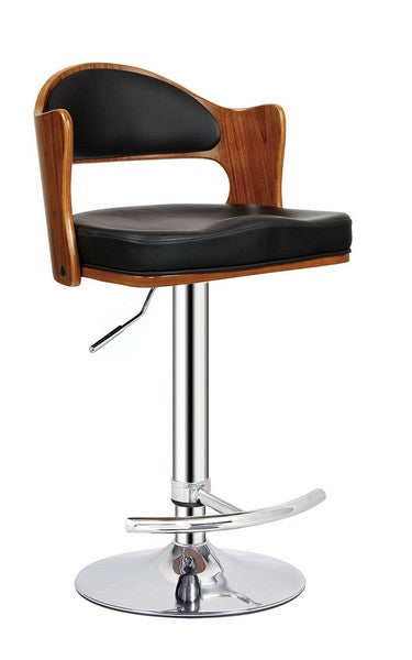 Black Contemporary Swivel Adjustable Padded Seat and Backrest  Barstool