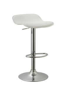 White Contemporary Countoured Backless Swivel Adjustable Barstool