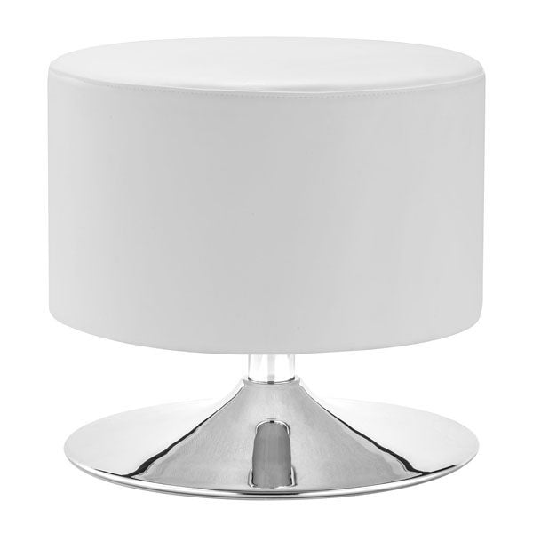 Ottoman White - Leatherette Chromed Steel