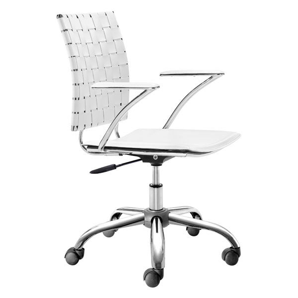 23" X 23" X 35" White Leatherette Office Chair