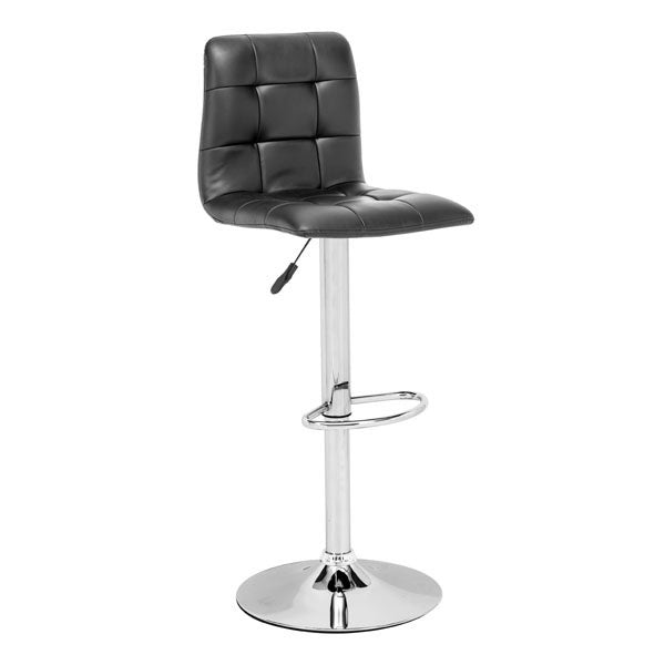 16.9" X 16.3" X 44.9" Black Leatherette Chromed Steel Bar Chair