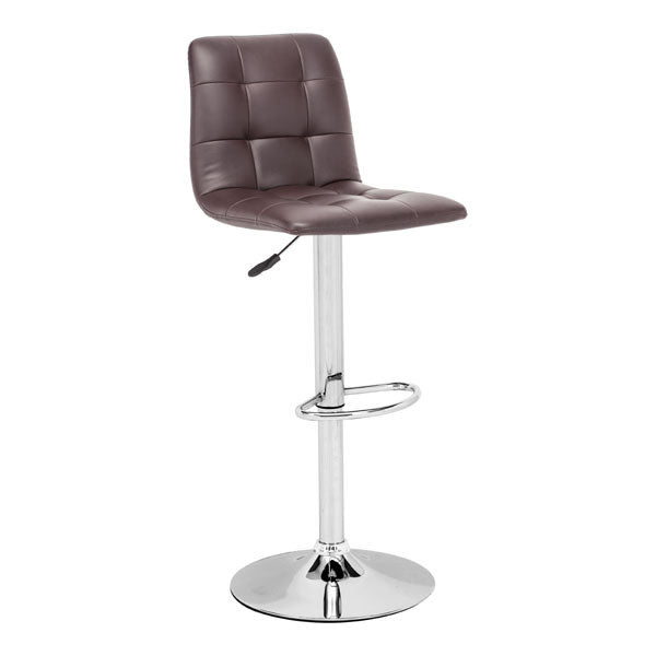 16.9" X 16.3" X 44.9" Espresso Leatherette Chromed Steel Bar Chair