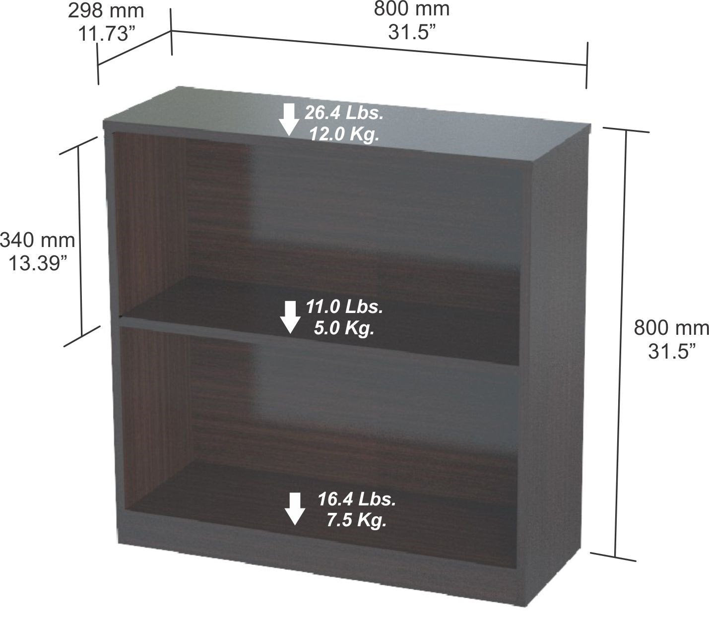 31.5" Espresso and Wenge Melamine and Engineered Wood Bookcase