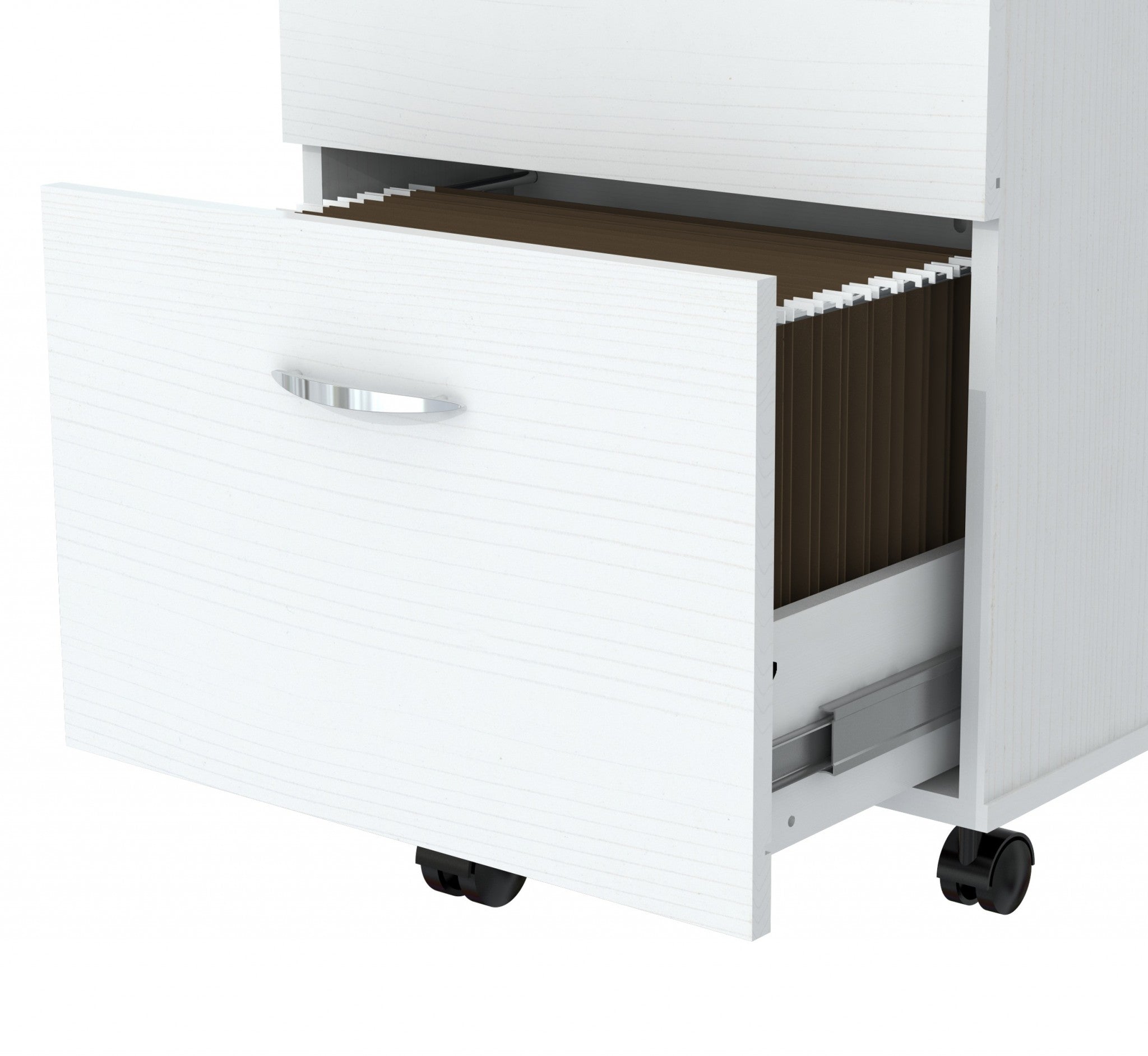 27.6" White Composite Solid Wood File Cabinet with Two Drawers