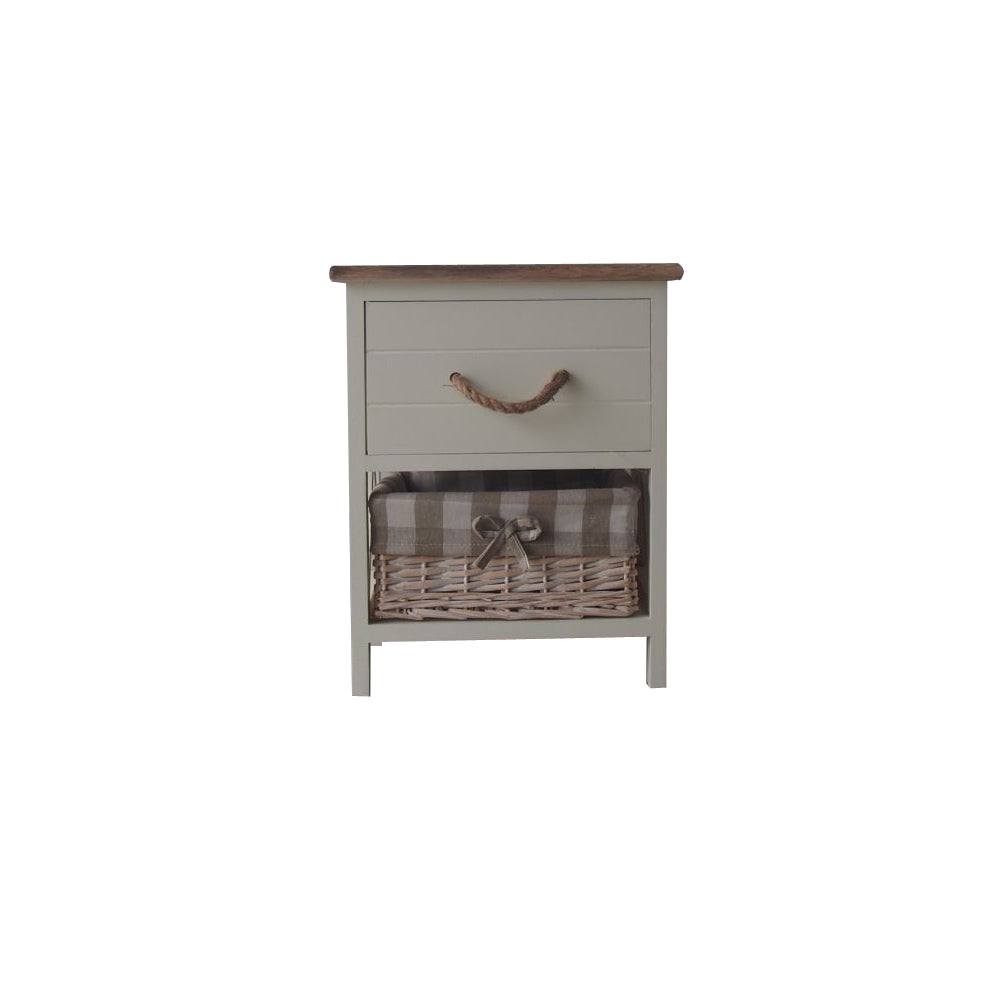 Nantucket 1-Drawer Cabinet With Wicker Basket