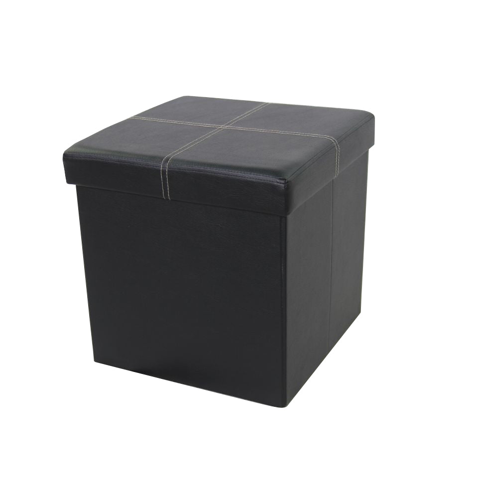 Chic Black Foldable Storage Ottoman