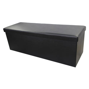 Elegant Black Foldable Storage Ottoman Bench