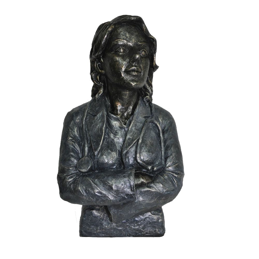 Doctor Female Statue Sculpture in Patina Black Finish