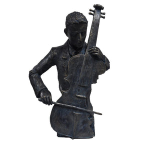 Violin Player Statue Sculpture in Patina Black Finish