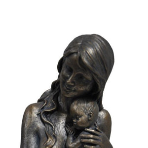 Women Holding Child Statue Sculpture in Patina Black Finish