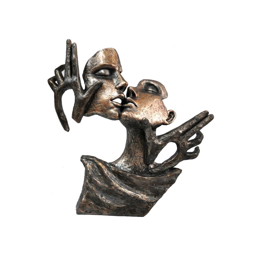 Unique Romantic Kiss Sculpture in Patina Black Finish