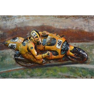 Team 46 Yellow Sports Bike Iron Wall decor