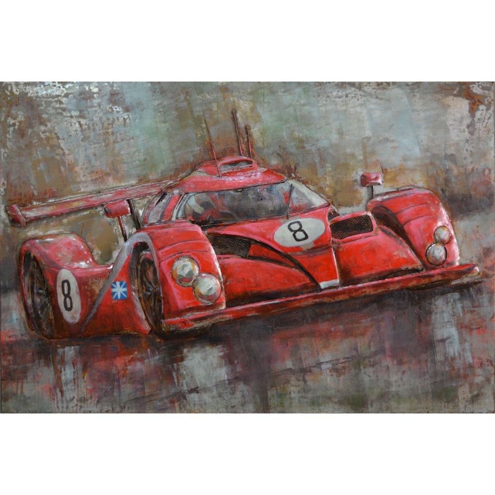 Red Number 8 Sport Car Wall decor in Iron