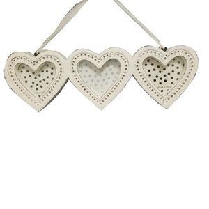 Splendid Set of 3 Wooden Heart Shape Photo Frame White