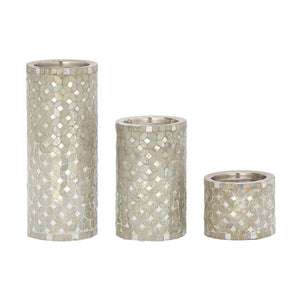 Fascinating Set Of Three Metal Mosaic Candle Holders