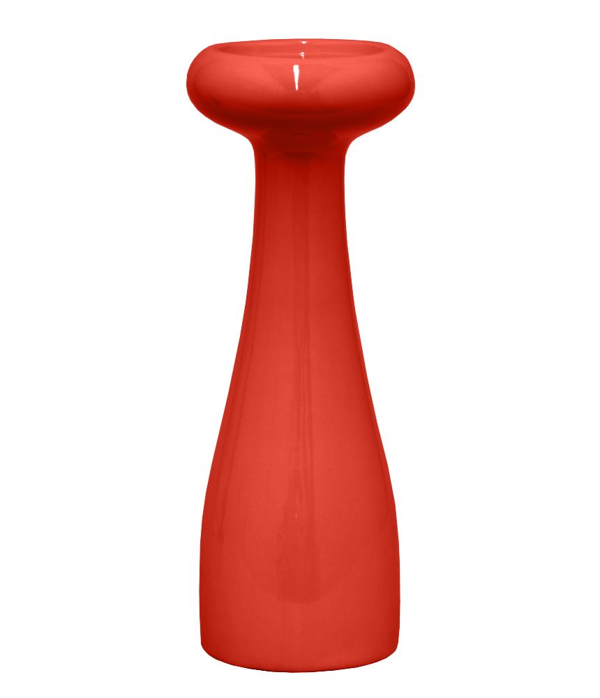 12.25" Ceramic Candleholder in Red