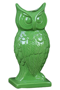 Spectacular & Magnificent Ceramic Owl Figurine Vase In Green Large