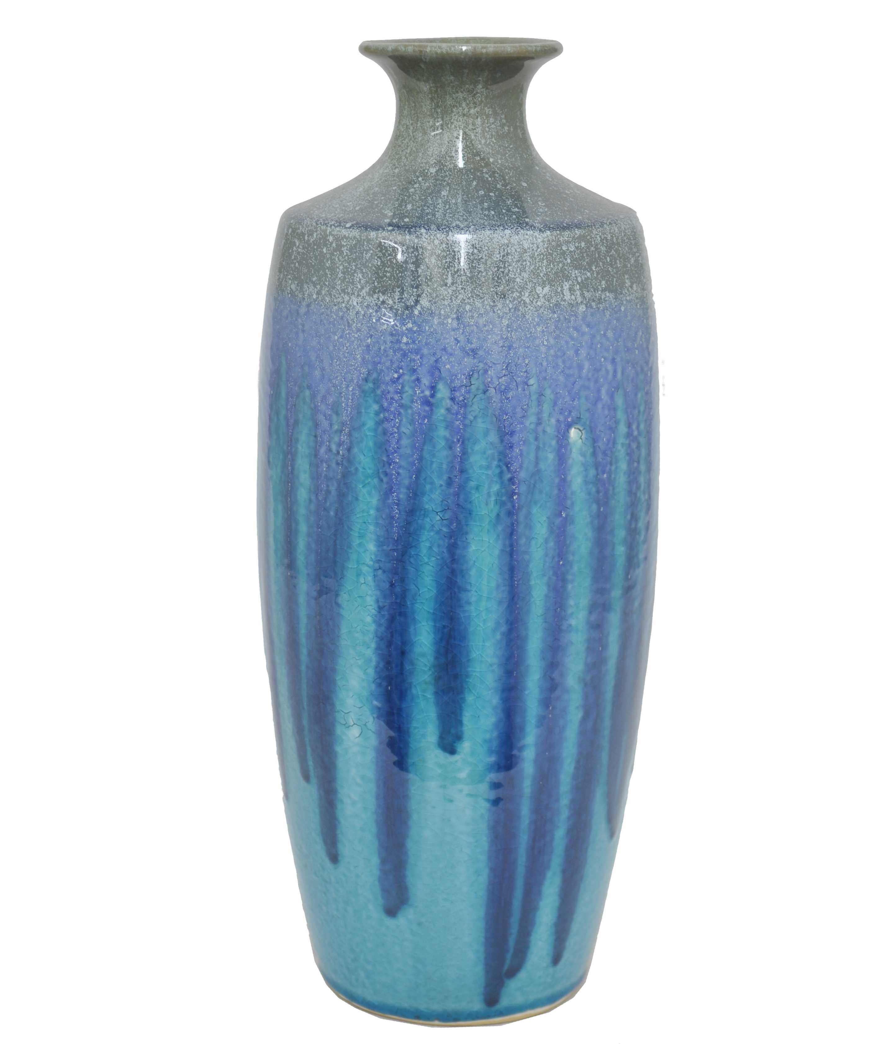 Striking Ceramic Vase - Blue Drip