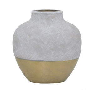 9" Grey and Golden Ceramic Vase