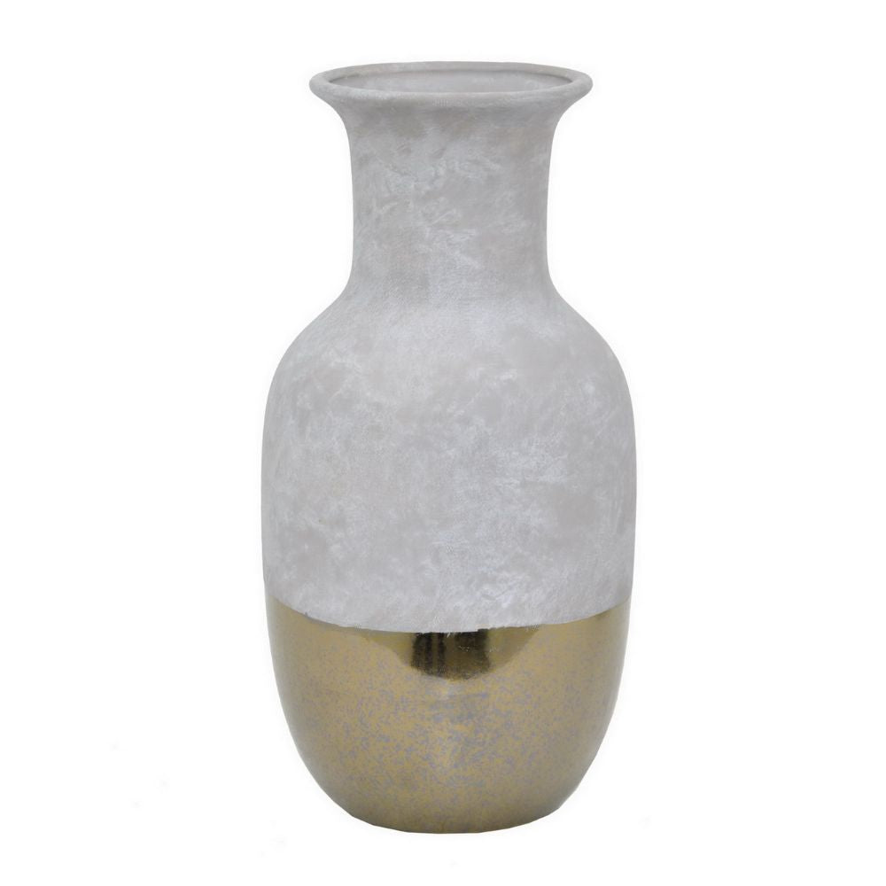 12.25" Grey and Golden Ceramic Vase