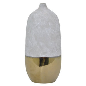 15" Grey and Golden Ceramic Vase