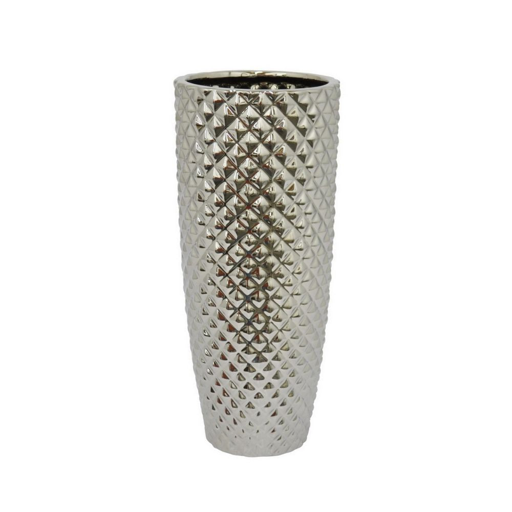 13.5" Silver Ceramic Vase