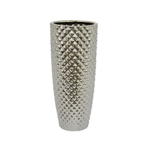 13.5" Silver Ceramic Vase