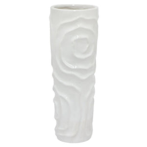 13.75" Simple White Porcelain and Ceramic Vase