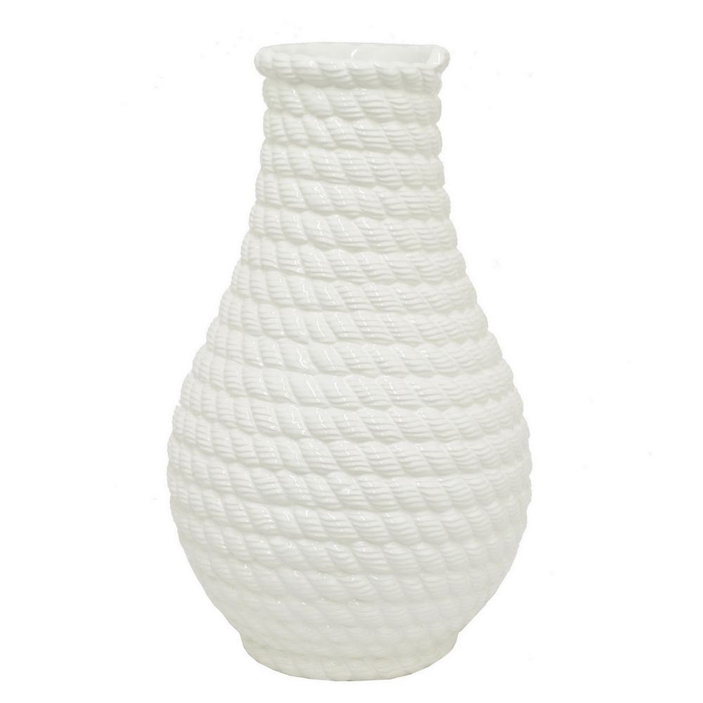 17" White Ceramic Vase