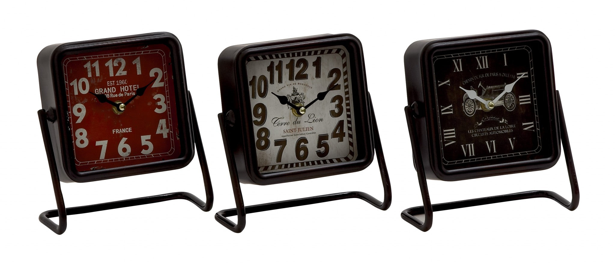 Artistic Metal Square Table Clock 3 Assorted