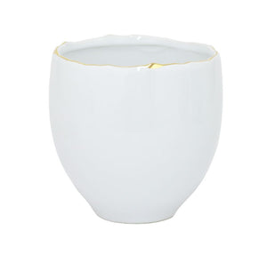 5.25" White and Golden Ceramic Planter