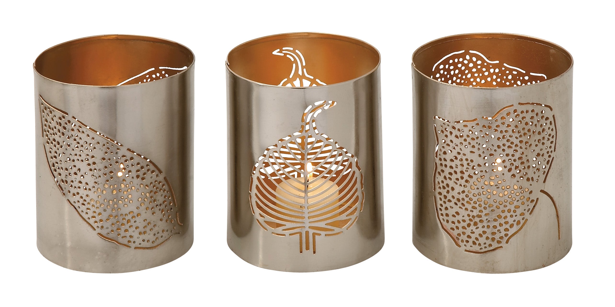 Outstanding Metal Leaf Votive Holder Set Of 3