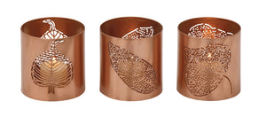 Exceptional Metal Leaf Votive Holder Set Of 3