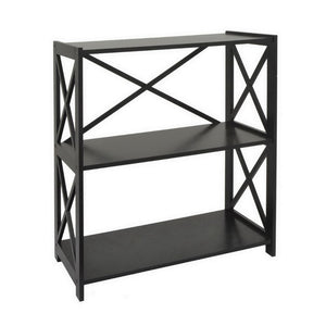 32.5" Black Wood Shelf Storage