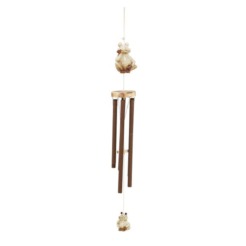 Charming Ceramic Metal Wood Frog Windchime