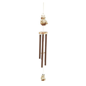 Charming Ceramic Metal Wood Frog Windchime