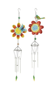 Colorful Glass Metal Wind Chime 2 Assorted