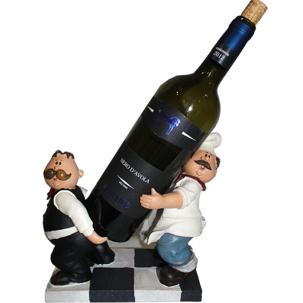 Fashionable Wine Holder- Chef  & Waiter Polyresin