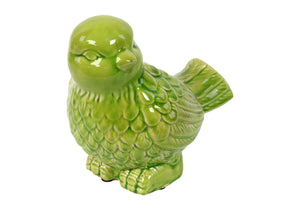 Chic & Adorable Ceramic Bird W/ Glossy Finish In Green