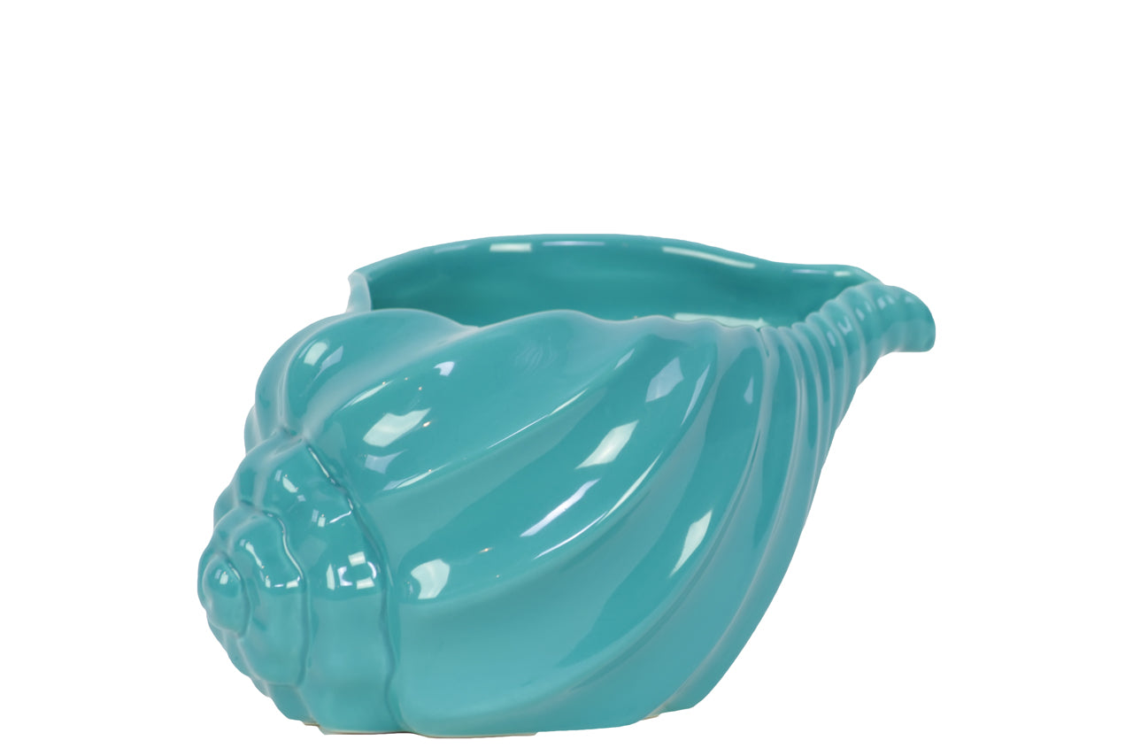 Beautiful, Glossy & Shiny Ceramic Shell Showpiece In Blue Small