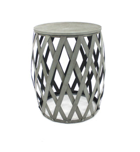 17" x 17" x 20" Gray, Rustic, Barrel-Shaped, Wooden - End Table