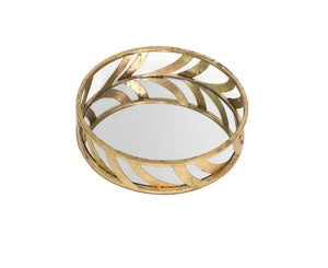 14" x 14" x 4" Gold, Streamline, Mirror - Tray