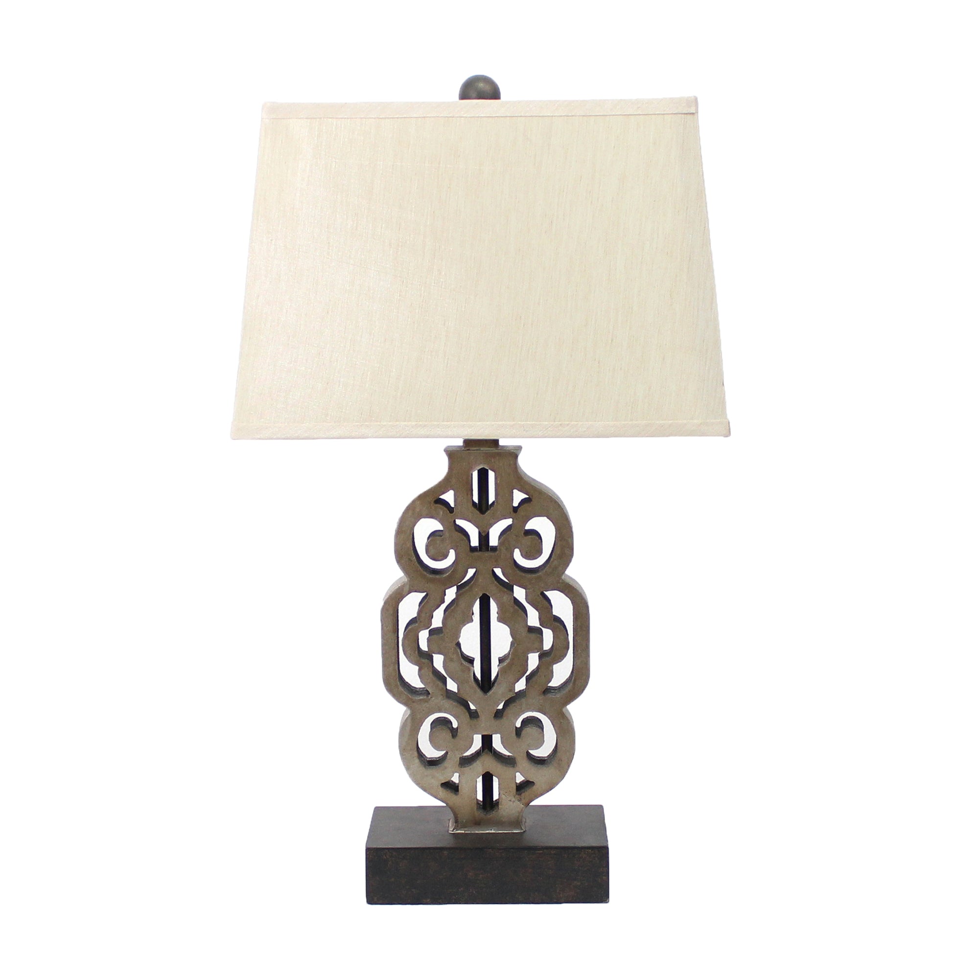 27" x 1" x 8" Brown, Metal, Floral Based - Table Lamp