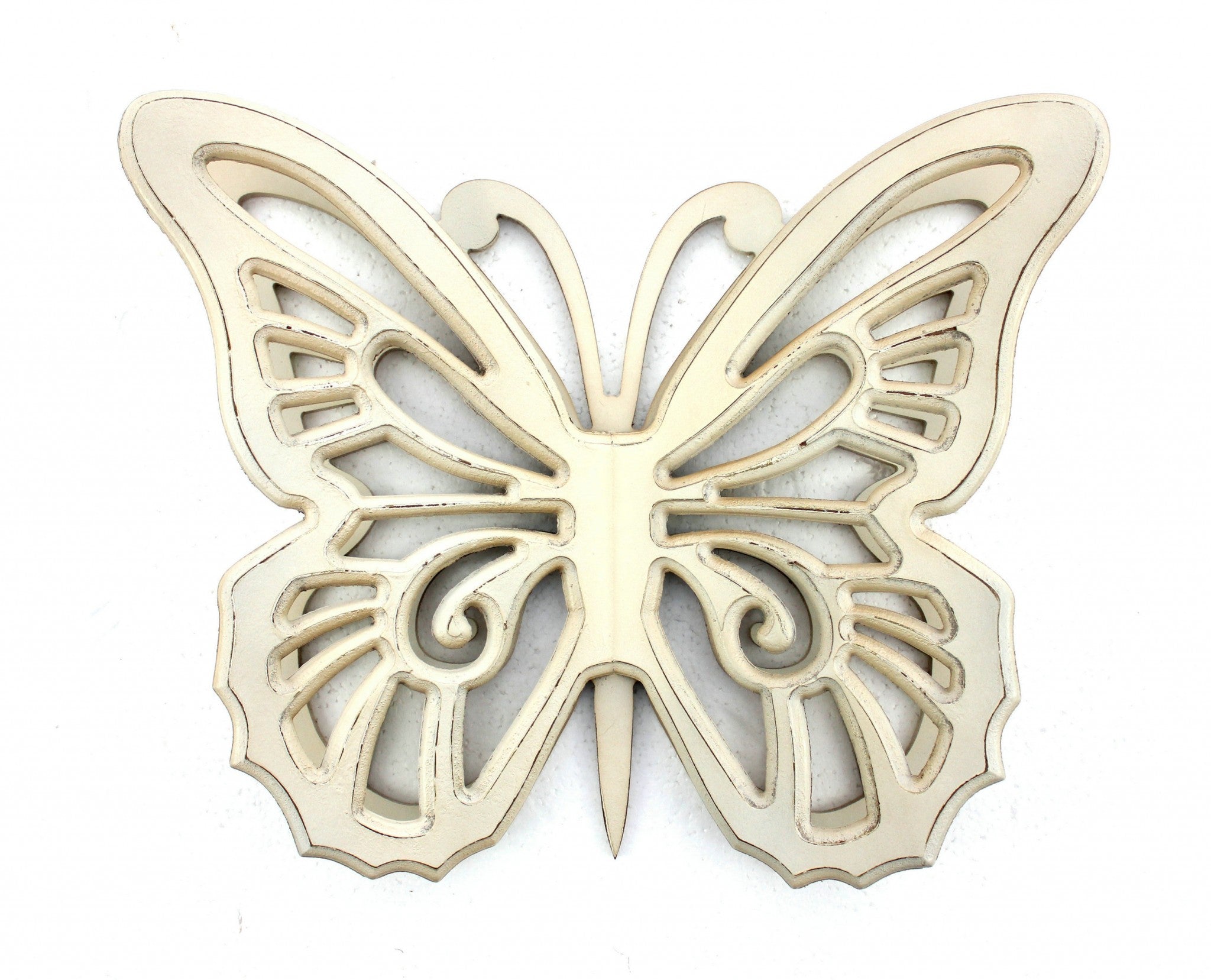 18.5" x 23" x 4" Light Yellow, Rustic Butterfly, Wooden - Wall Decor