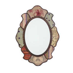 21.65" x 31.5" Multi-Color, Retro Style, Decorative Wooden - Wall Mirror