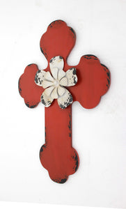 1" x 15.75" x 23.75" Red, Rustic Cross Wooden - Wall Decor